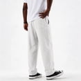 thumbnail image 5 of Nestiefly Mens Cotton Linen Pants Casual Elastic Waist Drawstring Summer Beach Pants Loose Fit Lightweight Dress Trousers 2026 White 4XL, 5 of 6