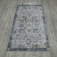 thumbnail image 6 of Ottomanson Machine Washable Cotton 3x6 Flatweave Runner Rug for Bedroom, 2'7" x 6', Gray/Blue Floral, 6 of 11