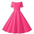 thumbnail image 4 of Vornjynx Kids Girls Dresses Button-Up Collar Short Sleeve A-Line Flare Party Princess Dress Hot Pink Size 7-8, 4 of 7