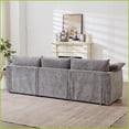 thumbnail image 6 of 98.5'' Modern Minimalist 3-Seater Linen Sofa with Upholstered Arms & Pillows – Gray Fabric, Solid Wood Frame for Living Room/Bedroom/Office, 6 of 22
