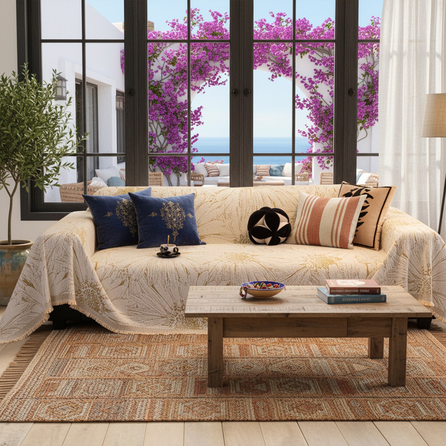 NAYOROOM Artistic Yellow White Sunflower Couch Cover, Chenille Sofa Cover Slipcover Sofa Towel Furniture Cover（71"x 118"）