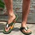 thumbnail image 2 of Rokment Men's Beach Athletic Flip Flops Indoor Outdoor Casual Comfortable Walking Slip on Thongs Summer Beach Barefoot Water Sandals for Swimming Pool Shower Bath Green Size 10, 2 of 5