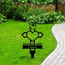 Custom Heart Memorial Cross, Dad Memorial Gift, Mom Memorial Gift, Memorial Garden Stakes, Metal Yard Sign, Grave Marker