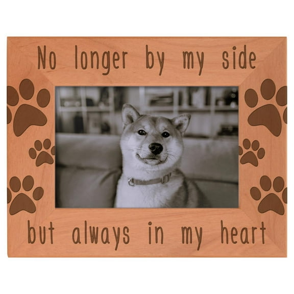 ThisWear Dog Memorial Frame No Longer by My Side but Always in My Heart Dog Bereavement Gifts Natural Wood Engraved 4x6 Landscape Picture Frame Wood