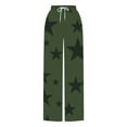 thumbnail image 5 of Bcresic Star Wide Leg Pant for Women Straight Palazzo Drawstring Slacks Elastic High Waisted Trousers Cozy Stretch Loungewear Trendy Streetwear with Pockets,Green,X-Large, 5 of 5