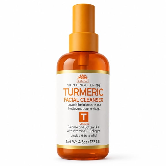 OKAY Turmeric Facial Cleanser, Gentle Daily Face Wash for Cleansing & Hydrating Skin, For All Skin Types, 4.5 oz