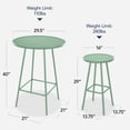 thumbnail image 3 of Best Choice Products 3-Piece Steel Patio Bar Height Round Bistro Set w/ Backless Stools, Slatted Design - Sage, 3 of 10