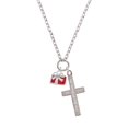 thumbnail image 2 of Delight Jewelry Silvertone Small Red Enamel Present Everlasting Love Engraved Cross Zoey Necklace, 28", 2 of 4