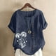 thumbnail image 2 of Vestidos Casuales Para Mujer, Blusas De Mujer De Moda Blusa informal de lino con botones y manga corta estampada para mujer, 2 of 2