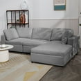 thumbnail image 3 of ZAFLY L Shaped Sofa Couch, Linen Sectional Couches with Lounge Chaise for Living Room- Dark Grey, 3 of 7