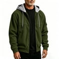 thumbnail image 6 of UVEASISHA Mens Zip Up Hoodies Lightweight Casual Corduroy Hooded Jacket Arm Pocket Long Sleeve Drawstring Full Zip Athletic Jackets Daily Streetwear Army Green L, 6 of 7
