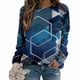 thumbnail image 4 of Camisas informales de manga larga para mujer, sudadera de cuello redondo con estampado de rombos geométricos, jersey de cuello redondo, Tops tipo túnica holgados Pompotops FGAJ962, 4 of 6