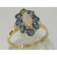 thumbnail image 2 of LBG British Made 18k Yellow Gold Natural Opal & Sapphire Womens Statement Ring - 33 size options - Size 6.5, 2 of 7