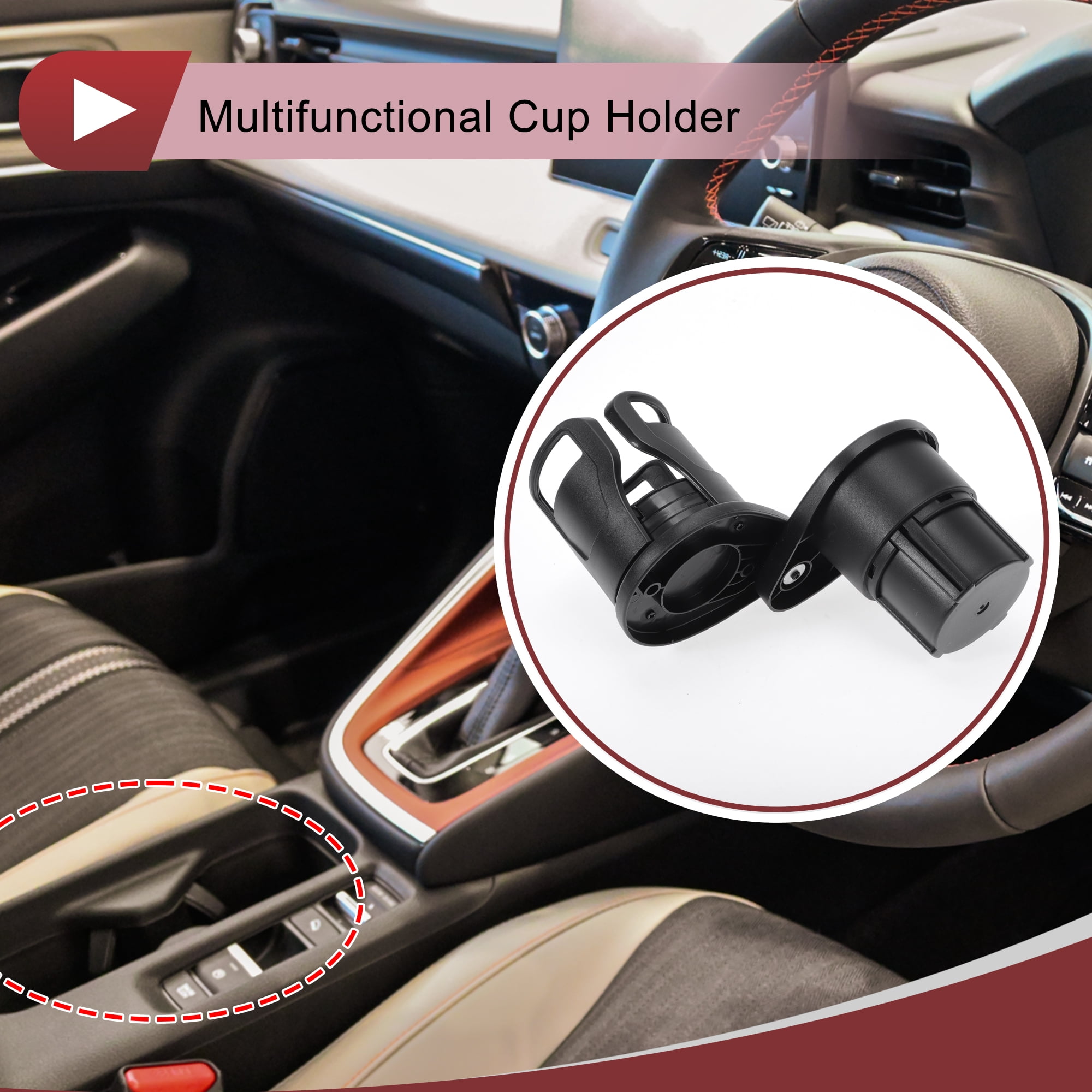 Unique Bargains 2 in 1 Car Cup Holder 360 Rotating Cup Holder Extender