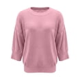 thumbnail image 6 of Breezora Women's Summer Casual Knit Tops 3/4 Sleeve Crew Neck Lightweight Ribbed Pullover Sweater For Weekend Outing, 6 of 7