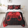 thumbnail image 2 of Homewish Neon Red Gamepad Bedding Comforter Set 7pcs for Teens, Futuristic Checkered Honeycomb Queen Bedding Sets, Game Console Reversible Queen Sheet Sets, Breathable Home Decor, 2 of 7