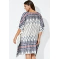 thumbnail image 3 of Swimsuits For All Women's Plus Size Kelsea Cover Up Tunic 14/16 Blue Aztec Stripe, 3 of 4