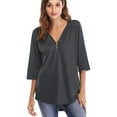 thumbnail image 2 of Tralilbee New Fashion Versatile Plus Size 28XL Half Sleeve Shirt Ruched Zipper Loose Casual T-Shirt, 2 of 3