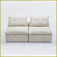 thumbnail image 2 of Beige Modular 2-Seat Sofa with Soft Chenille Fabric - Armrest-Free DIY Design for Small Spaces & Reading Nooks, 2 of 18
