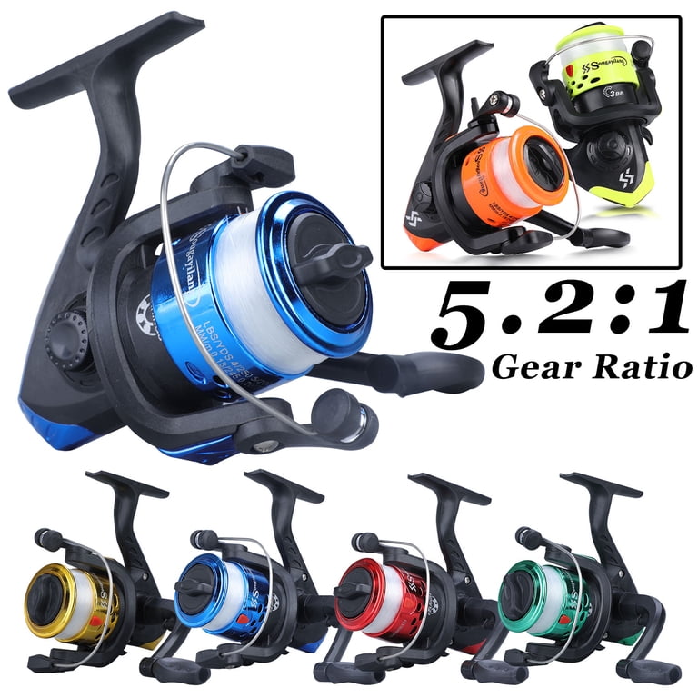 Sougayilang Fishing Reels 3 Ball Bearings Spinning Fishing Reel with  Fishing Line Collapsible Handle Mini Fishing Wheel