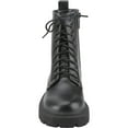 thumbnail image 4 of Women's Fashion Lace Up Combat Boots Side Zipper Chunky Platform Lug Sole Mid Calf Military Fall Winter Riding Ankle Booties, 4 of 5