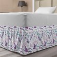 thumbnail image 1 of Spring Bed Skirt, Romantic Spring Flora with Curly Tender Leaves and Butterflies, Elastic Bedskirt Dust Ruffle Wrap Around for Bedding Decor, 4 Sizes, Dark Turquoise Dark Blue, by Ambesonne, 1 of 2