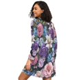 thumbnail image 2 of FORMRS Womens Long Sleeve Nightgowns Crew Neck Sleep Shirt Soft Pajamas Sizes S-3XL, Pink and Purple Flowers, 2 of 8