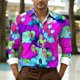 thumbnail image 1 of Camiseta suave y cómoda con estampado gráfico de piel de serpiente en HD, traje de solapa con botones, camiseta colorida retro popular de moda para hombres, 1 of 6