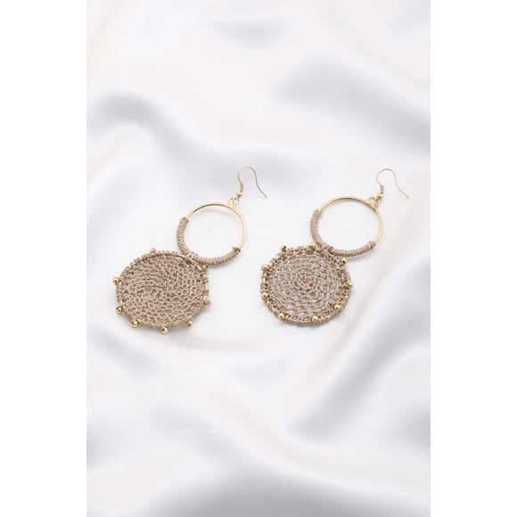 Double Circle Thread Beaded Earring Ivory
