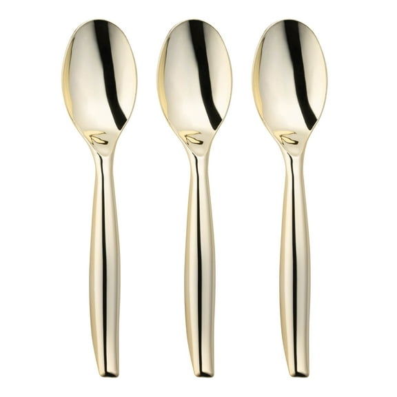 Smarty 9.75" Gold Disposable Plastic Serving Spoons 60ct