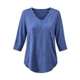 thumbnail image 3 of Kezqiaxn 3/4 Length Sleeve Womens Tops Fall V-Neck Loose Casual Shirts Business Dressy Work Blouses Fashion Clothing, 3 of 7