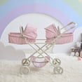 thumbnail image 4 of Olivia's Little World Polka Dot Princess Baby Doll Twin Bassinet Stroller with Retractable Canopy & Storage, Pink/Gray, 4 of 14