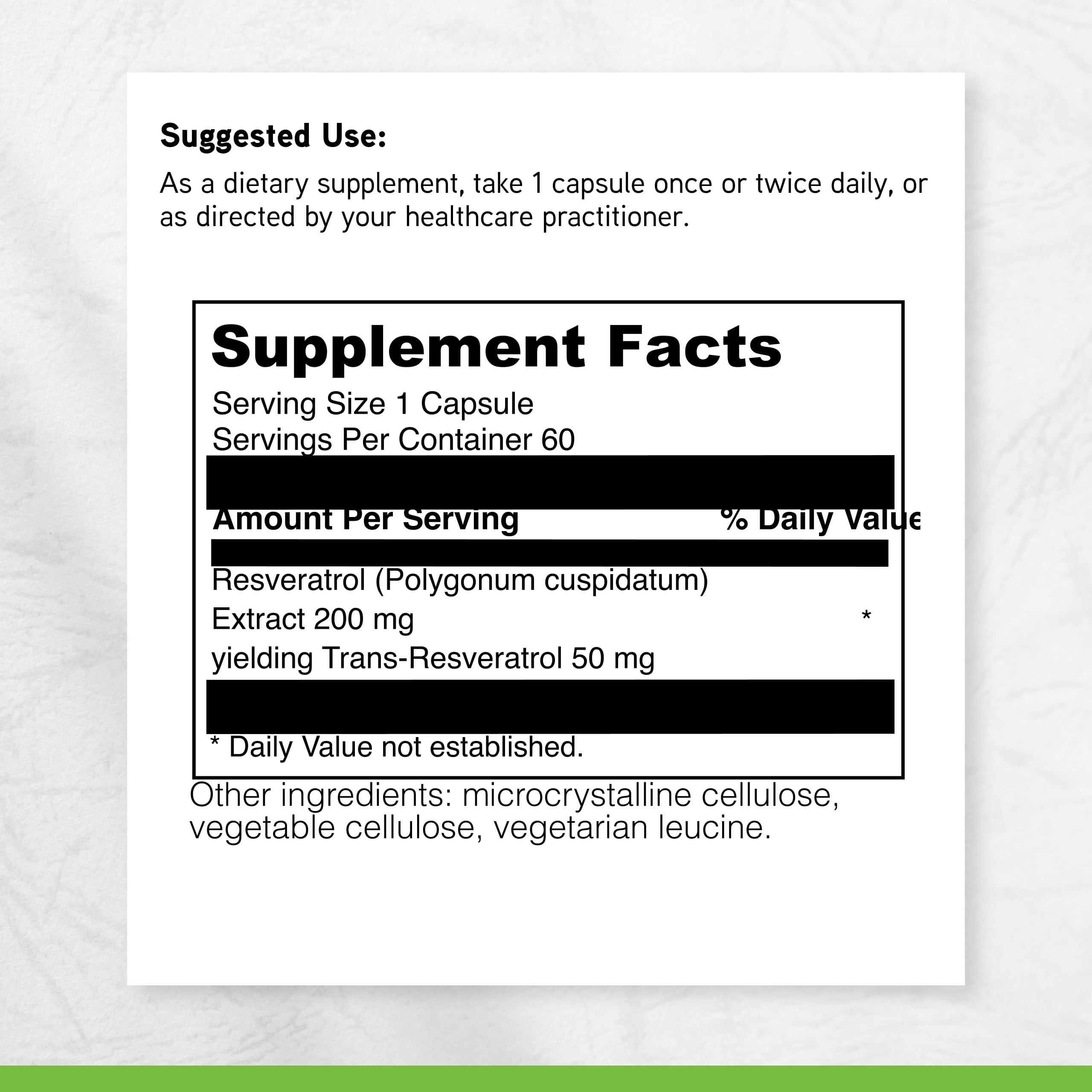 DaVinci - Resveratrol-50 - Dietary Supplement - 60 Vegetarian Capsules