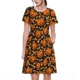 thumbnail image 1 of Balery Quirky Corn Pumpkin Vestidos sueltos de manga corta para mujer, vestidos de verano 2025, vestidos casuales de corte A con vuelo., 1 of 6