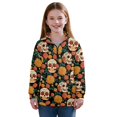 thumbnail image 3 of Xoenoiee Sugar Skull Hydrangea Flower Print Girls Fall Fashion Half Zip Sweatshirts Oversized Long Sleeve Collared Pullover Tops Trendy Y2K Clothes, 13-14 Years, 3 of 7