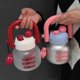 thumbnail image 3 of Water Bottle with Straw Girls Large Portable Travel Bottles Sports Fitness Cup Summer Cold Water with Lid and Handle Silver Silver Silver, 3 of 4
