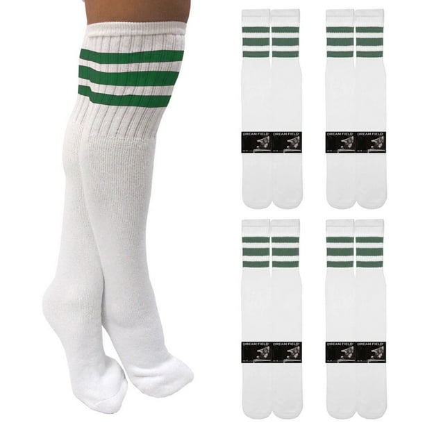 Dreamfield 4 Pairs Casual Knee High White Tube Socks Long Athletic