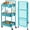 Blue, variant on Alexent Foldable 3-Tier Blue Metal Rolling Utility Cart, No Assembly Required, Storage Shelves with Lockable Wheels for Kitchen Bathroom Home Organization