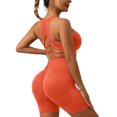 thumbnail image 2 of Two Piece Workout Sets For Women Tank Top Matching High Waist Booty Lifting Shorts Gym Yoga Active Wear Outfits,Quick Dry(Orange,S), 2 of 5