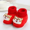 thumbnail image 2 of Dakaela Baby Booties Newborn Boys Girls Non Slip Fleece Boots Slipper Socks Infant First Walker Winter Crib Shoes Red Size 3.5, 2 of 6