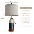 thumbnail image 4 of Oneach Retro Navy Blue Table Lamp for Living Room Bedroom 23.75" Farmhouse Nightstands Bedside Lamps Ocean Beach Style, 4 of 9