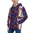 thumbnail image 2 of Fotbe Llama Alpaca Pattern Youth Pullover Hooded Sweatshirt, Boys Hoodie, Kangaroo Pocket Hoodie for Kids Girls -Large, 2 of 6