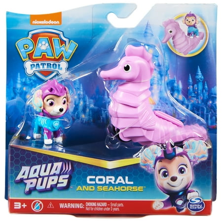 PAW Patrol, Aqua Pups Coral and Seahorse Action Figures for Kids Ages 3 and up