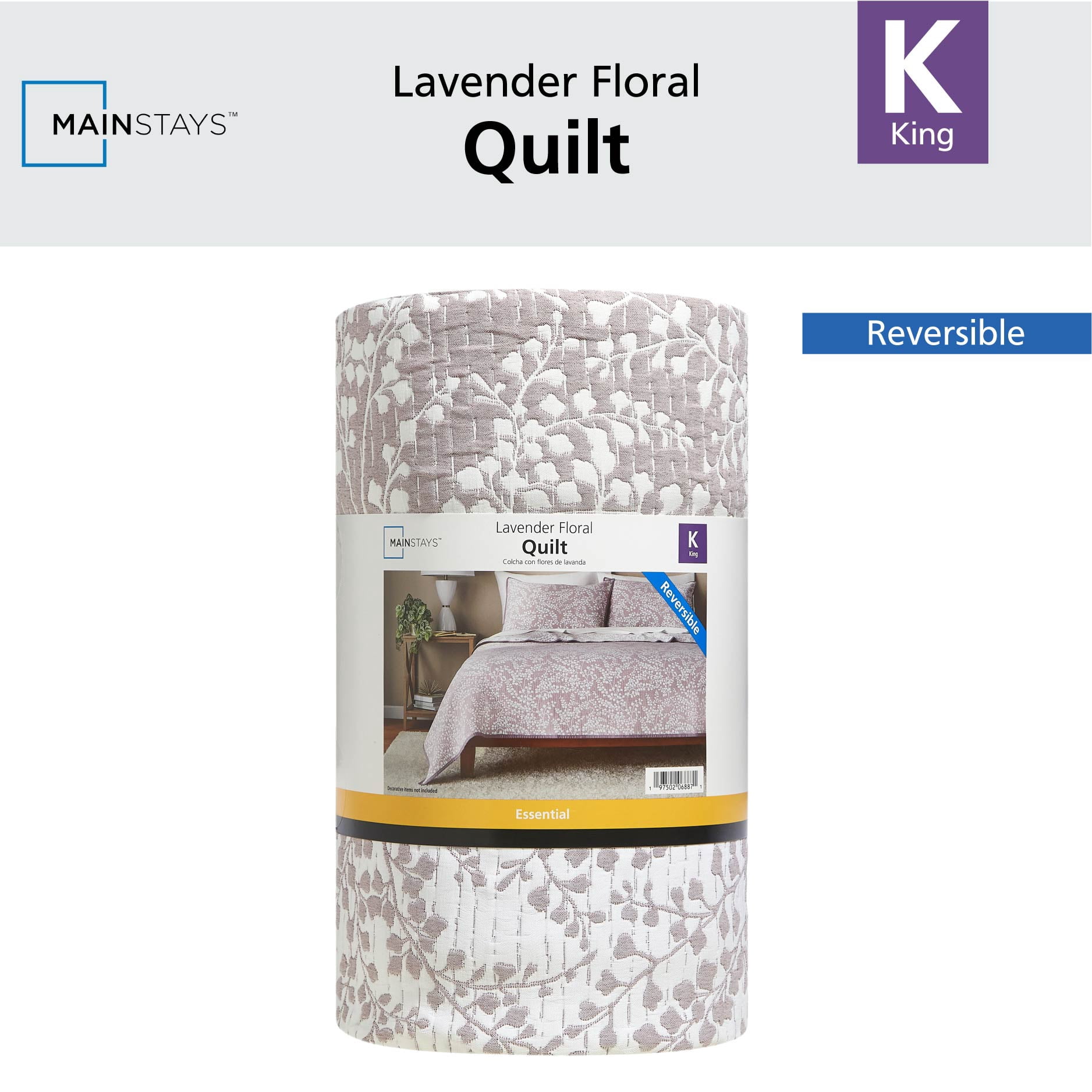 Mainstays Floral Quilt Embroidered Polyester Quilted Quilts, King - Breathable, Antimicrobial, Hypoallergenic