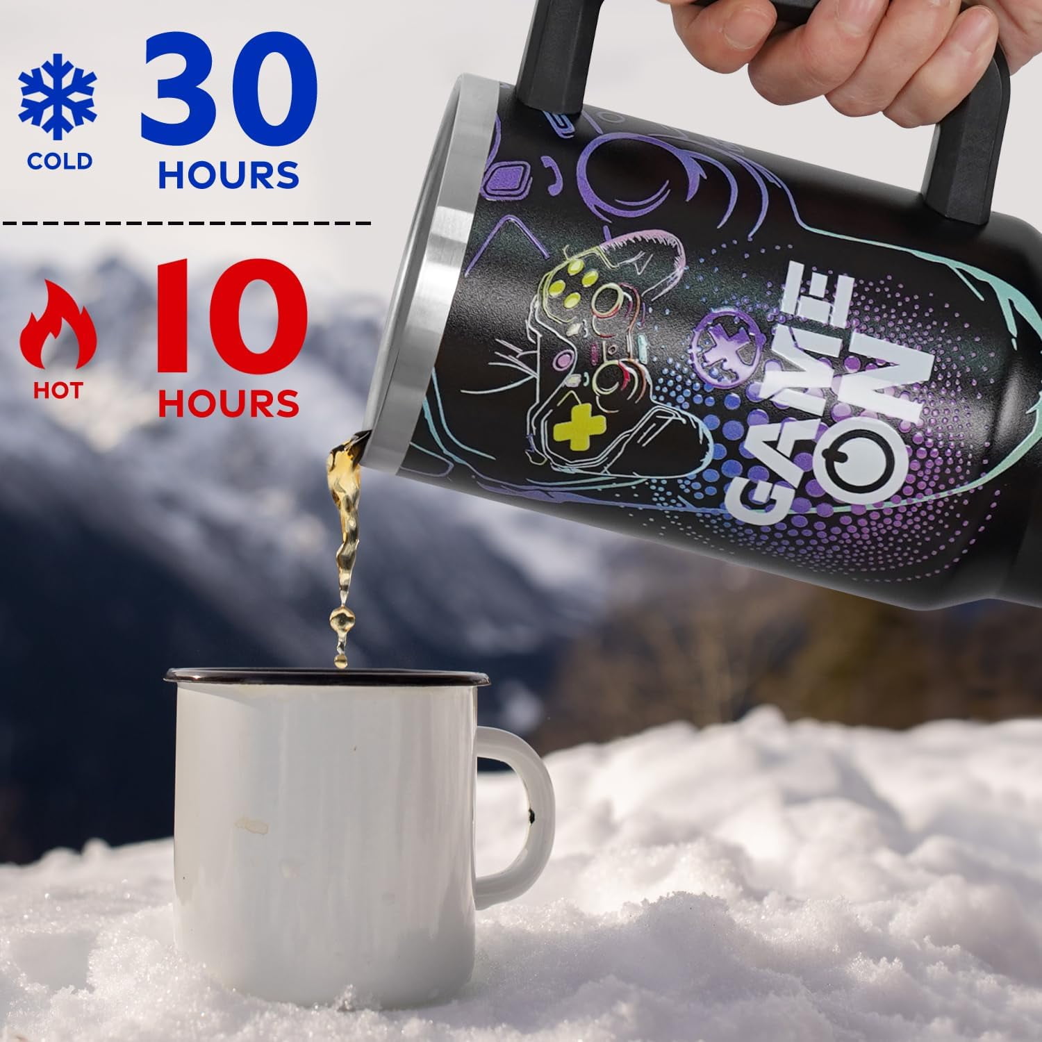 Gamer Gifts 40 oz Tumbler with Handle and Straw Lid for Men,Cool Gaming Video Game Gamepad Presents for Teens Son Dad Boyfriend Husband Father Christmas Easter Birthday Gift Tumbler Coffee Cup Mug