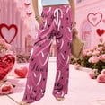 thumbnail image 4 of LWavelet Comfort Fabric Plaid Heart Wide Leg Pants Women Valentine's Day Casual Wear Hot Pink S, 4 of 6