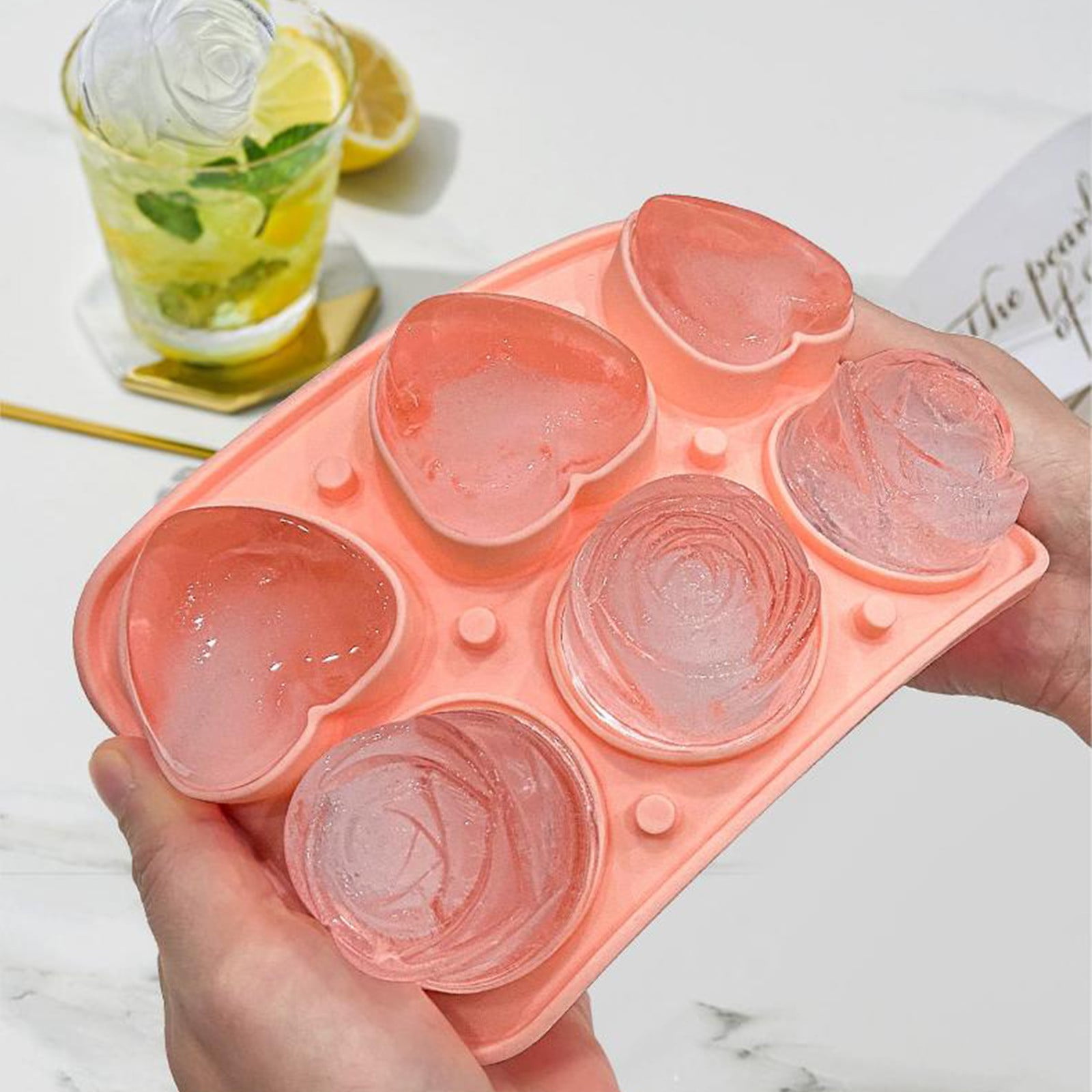Yannee 1 Pcs 6 Cavity Ice Tray,Square Silicone Ice Molds,Ice Cube