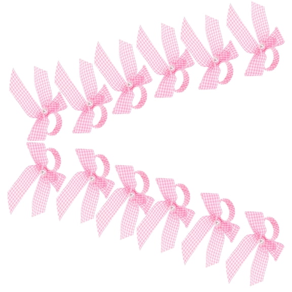CTIRCHIU 12Pcs Pink Ribbon Bow Napkin Rings Reusable Cloth Holder for Wedding Bridal Brunch Table Decor