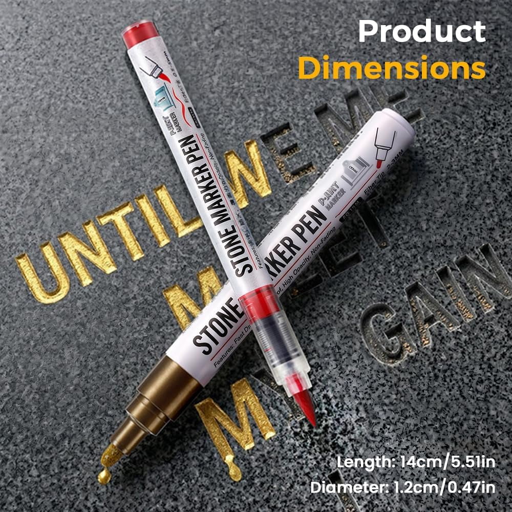 Tombstone Marker Pen For Restoring Faded Grave Inscriptions,4 Pack Waterproof Permanent Oil Based Paint Marker Pens- Metallic, Quick Drying Marker for Metal, Rock, Wood, Plastic, Glass, Rubber