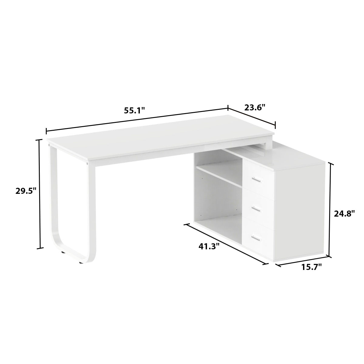 OxyLife Uptown Adult Lap Desks, Single Piece with File Storage, 55.1 x 41.3 in, White